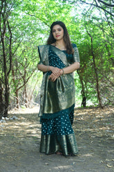 Precious Bandhej Kanjivaram Silk Green Color Saree
